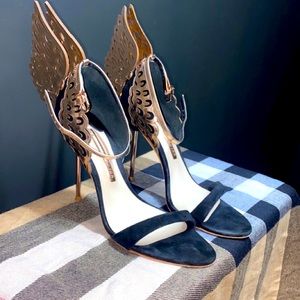Sophia Webster Black & Rose Gold Angel Wing Heels